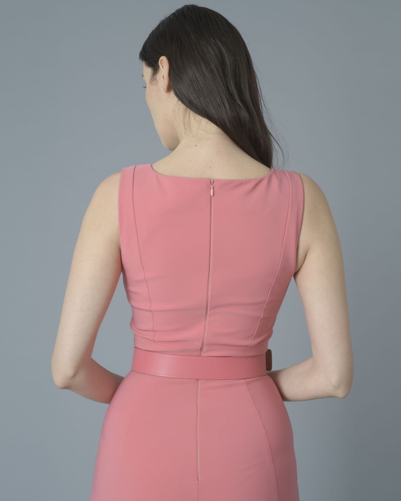 Robe en crêpe stretch rose avec ceinture Elisabetta Franchi 