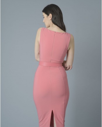 Robe en crêpe stretch rose avec ceinture Elisabetta Franchi 