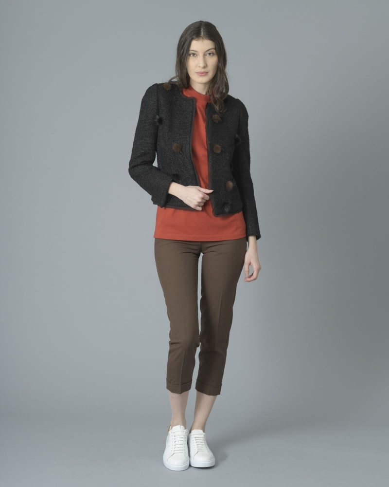 Pantalon droit raccourci en crêpe Carven 