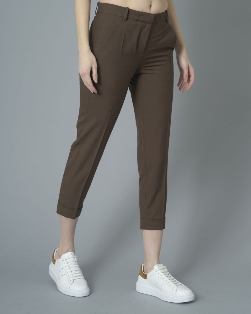 Pantalon droit raccourci en crêpe Carven 