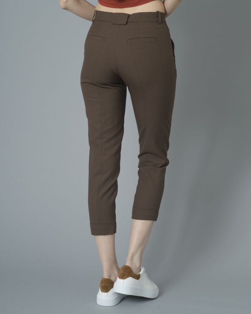 Pantalon droit raccourci en crêpe Carven 