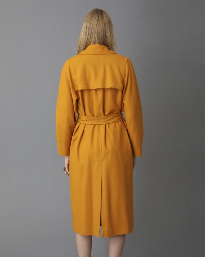 Trench coat en laine jaune moutarde Momoni 