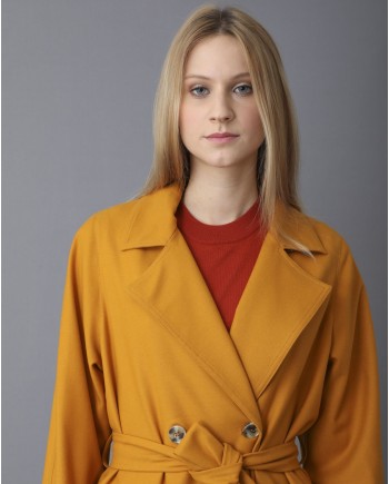 Trench coat en laine jaune moutarde Momoni 