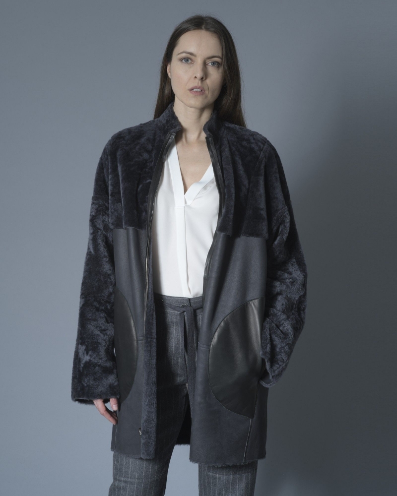 Manteau en cuir et peau lainé Sonia Speciale 