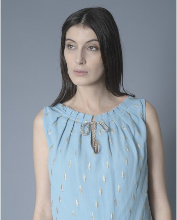 Blouse en soie à fronces et fils métalliques Nenette 