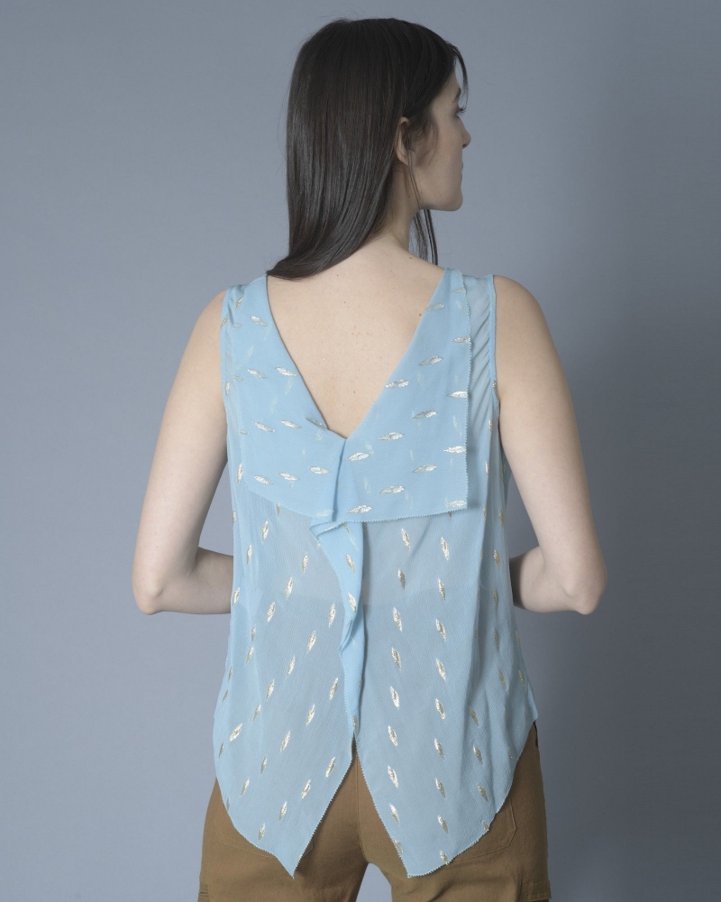 Blouse en soie à fronces et fils métalliques Nenette 