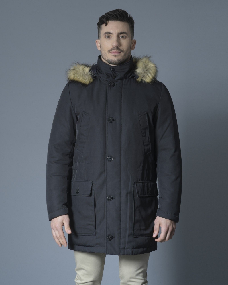 Parka à capuche en tissu technique et duvet Lab 