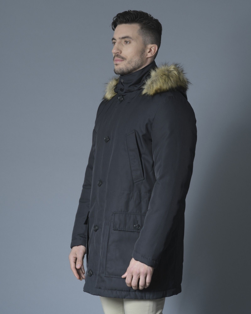 Parka à capuche en tissu technique et duvet Lab 