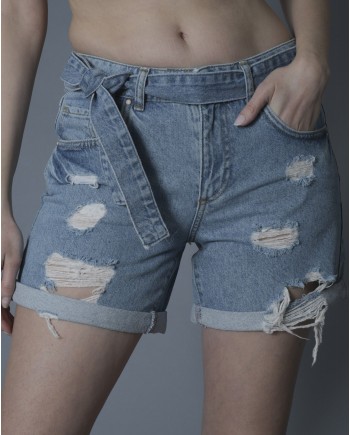 Short en jean effet vieilli BSB 