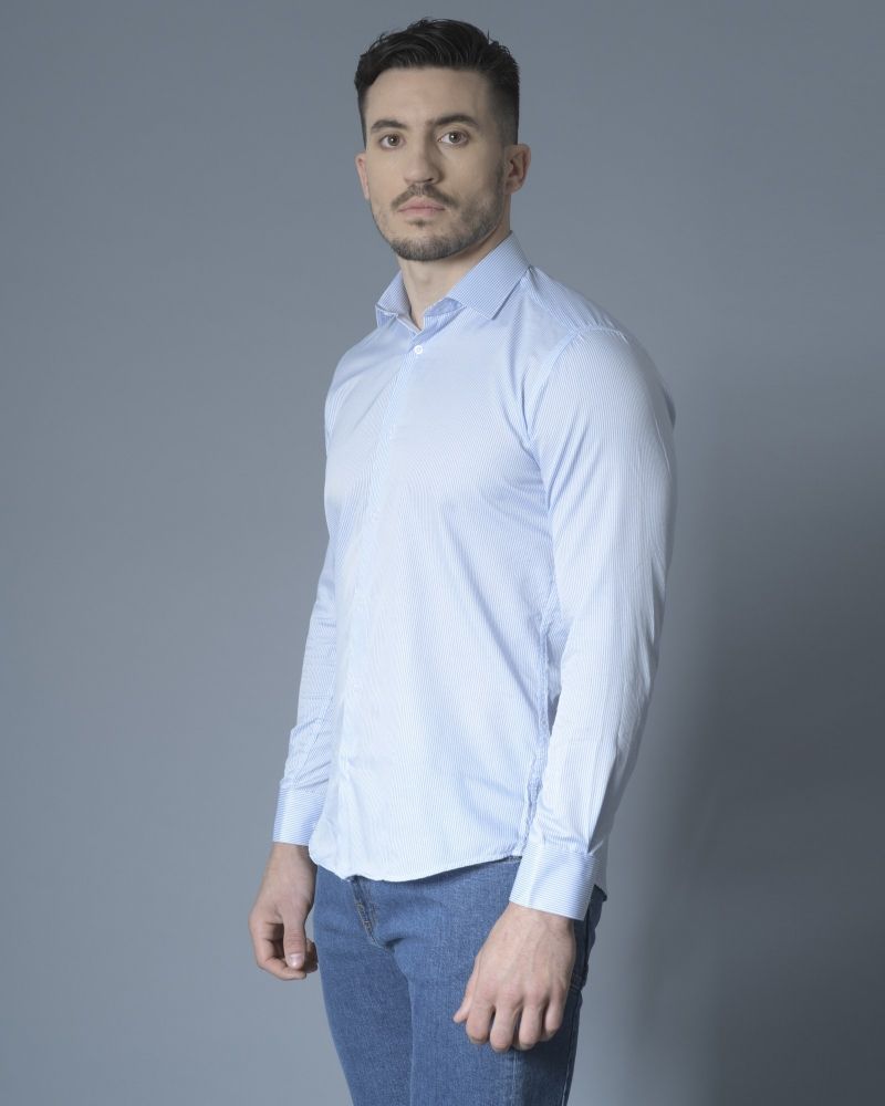 Chemise blanche à rayures bleues Chrom 