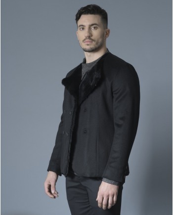 Blouson en cachemire et lapin noir Ly Adams 