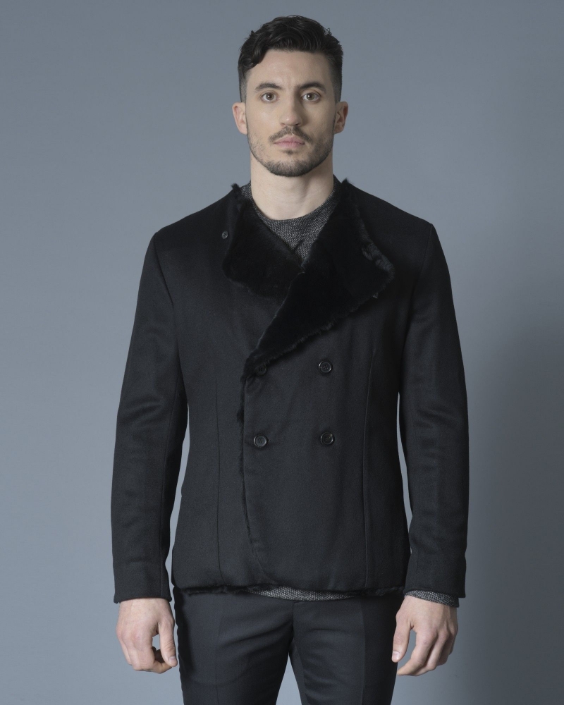 Blouson en cachemire et lapin noir Ly Adams 