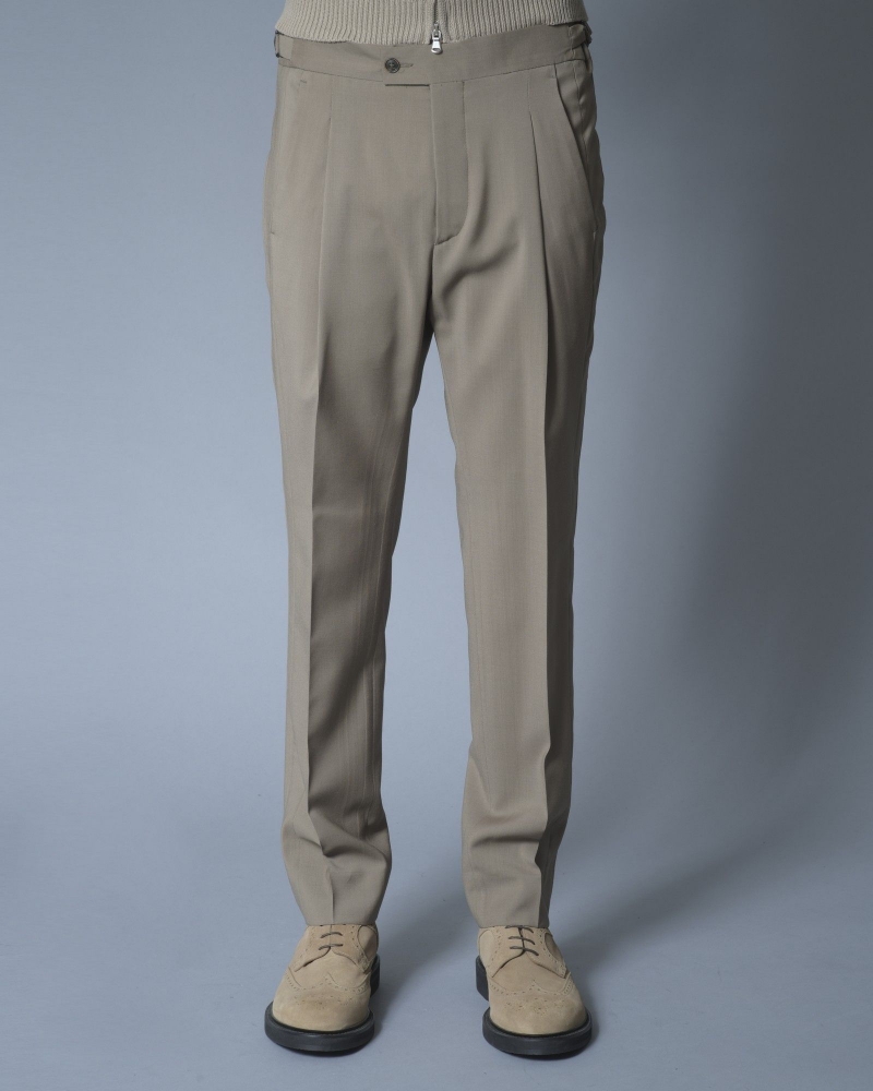 Pantalon droit en laine beige Ly Adams 