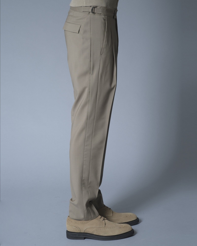 Pantalon droit en laine beige Ly Adams 