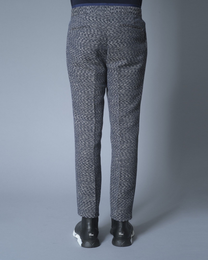 Pantalon en tweed de coton mélangé bleu Ly Adams 