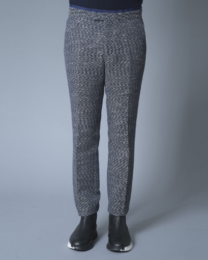 Pantalon en tweed de coton mélangé bleu Ly Adams 