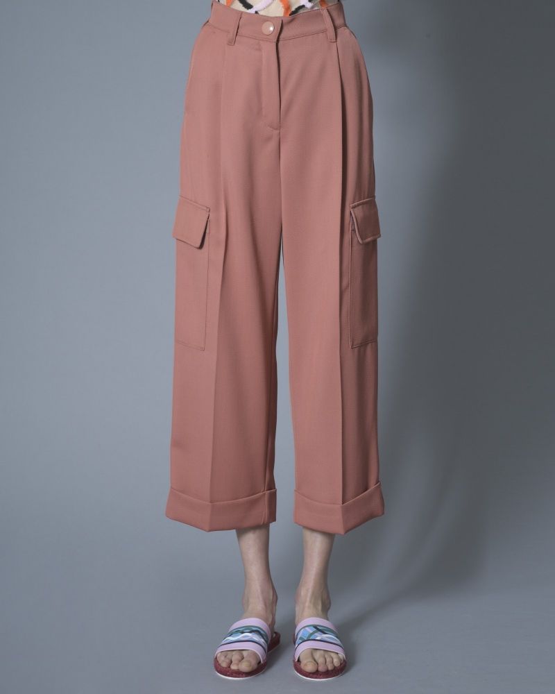 Pantalon en laine mélangée rose Momoni 