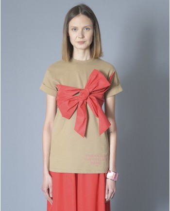 T-shirt en coton à noeud rouge Elisabetta Franchi 