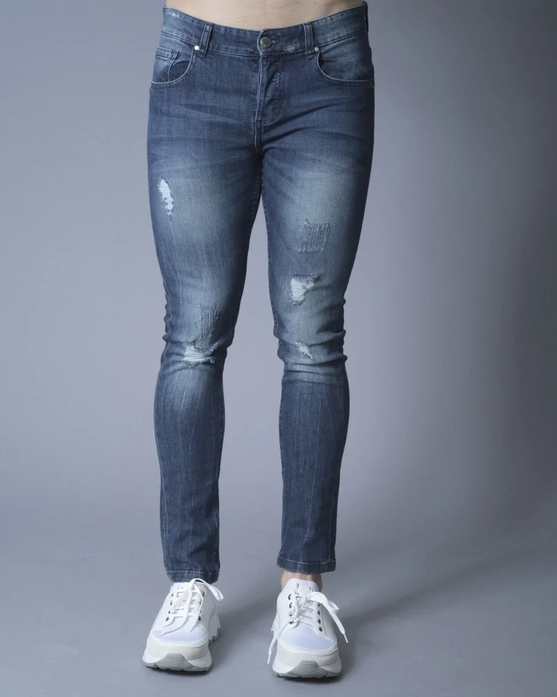 Jean skinny en coton bleu à déchirure  John Richmond 