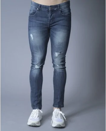 Jean skinny en coton bleu à déchirure  John Richmond 