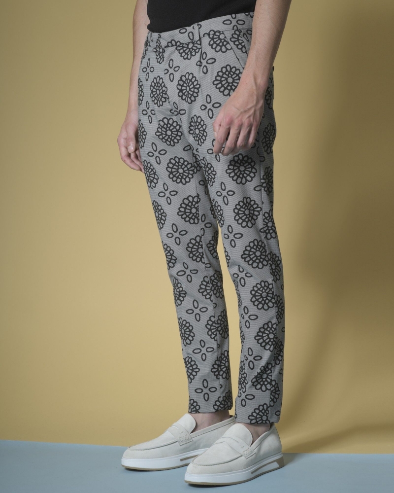 Pantalon à imprimé pied-de-poule et fleuri Dondup 