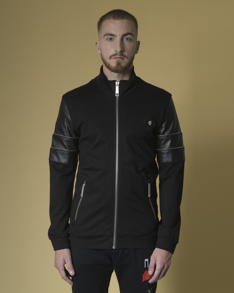 Veste jogging à empiècements en cuir  John Richmond 