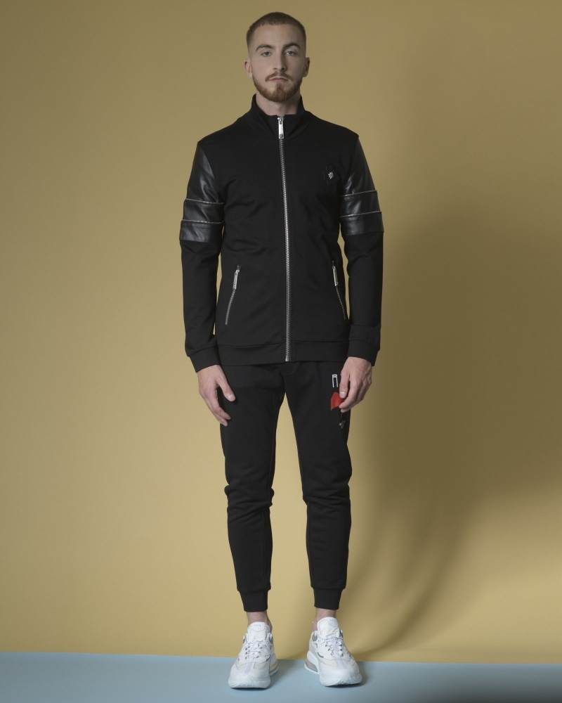 Veste jogging à empiècements en cuir  John Richmond 