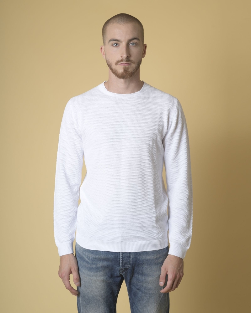 Pull en coton blanc texturé Daniele Fiesoli 