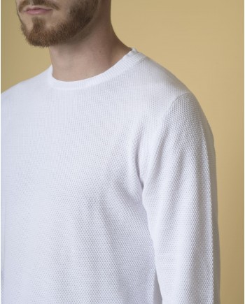 Pull en coton blanc texturé Daniele Fiesoli 