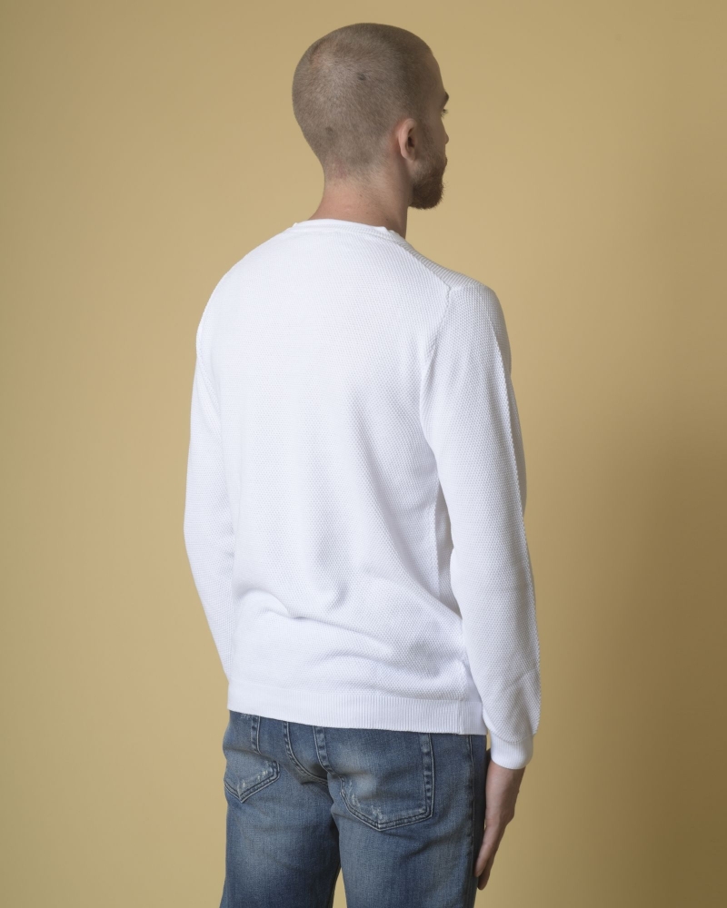 Pull en coton blanc texturé Daniele Fiesoli 