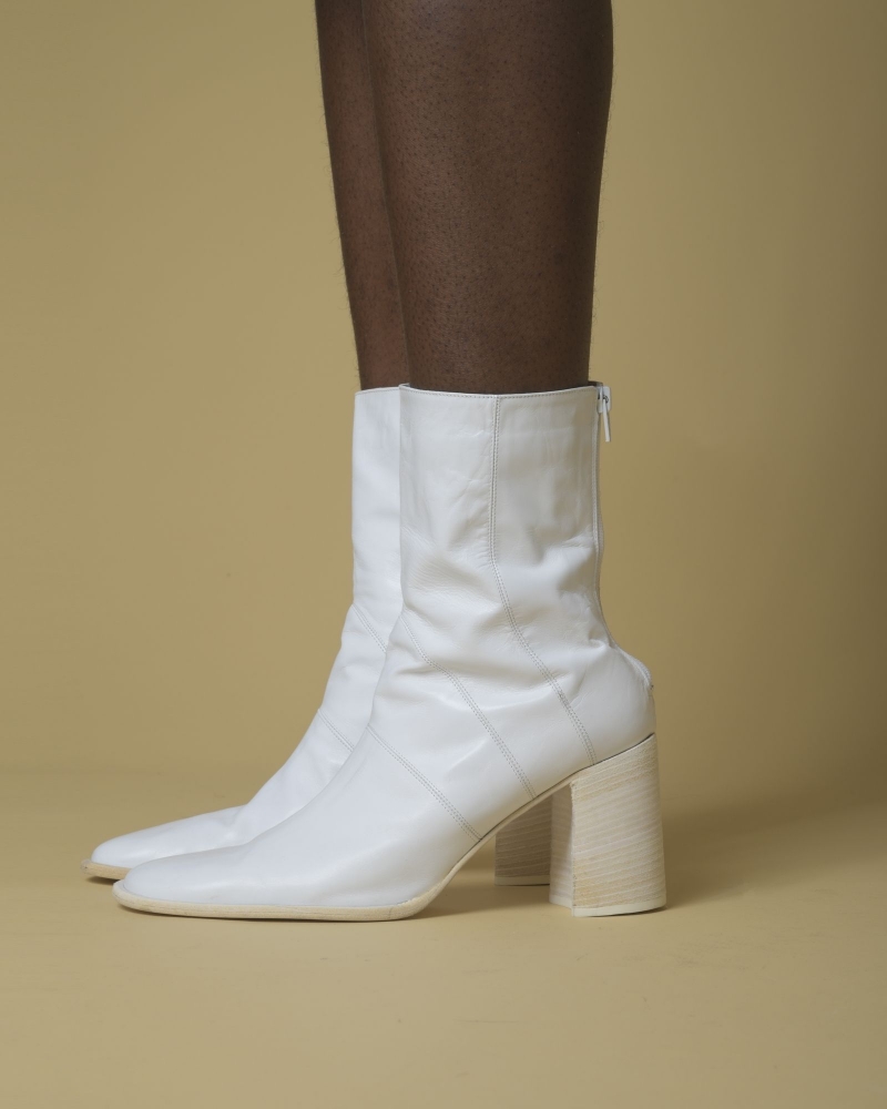 Bottines en cuir blanc Plein Sud 