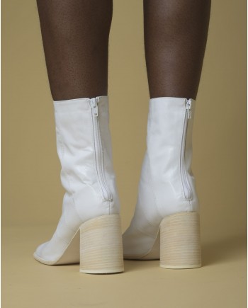 Bottines en cuir blanc Plein Sud 