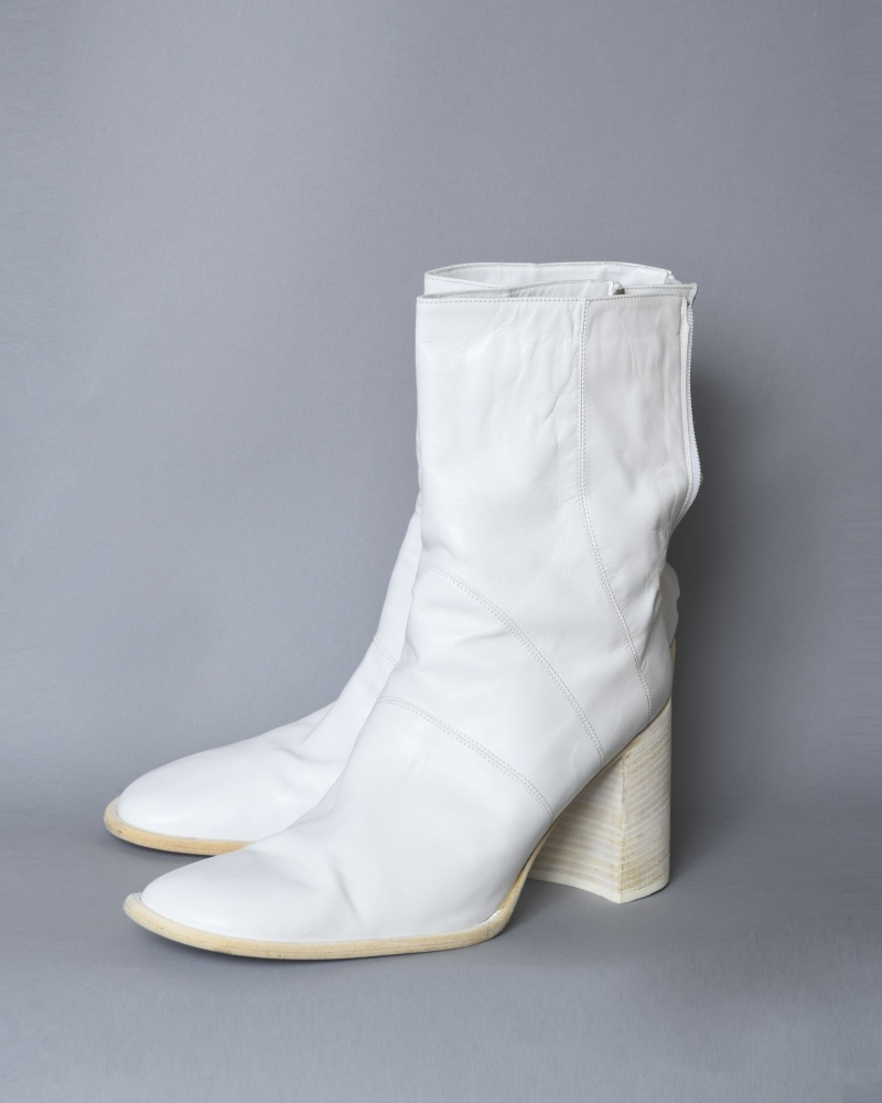 Bottines en cuir blanc Plein Sud 