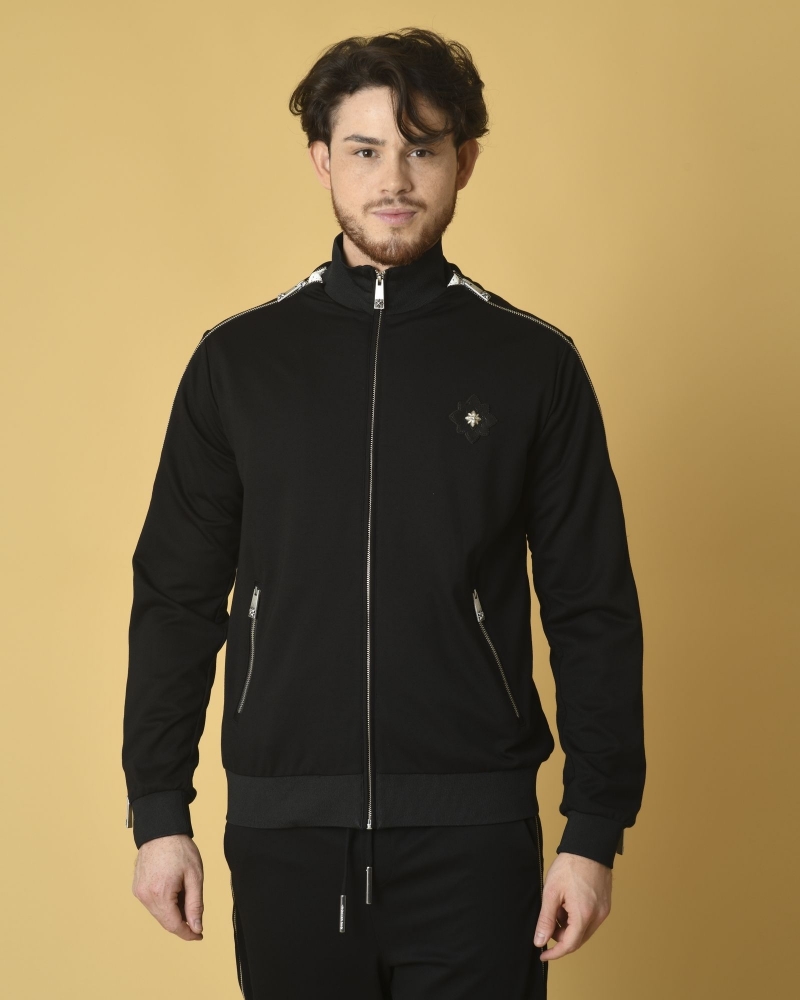 Veste de jogging noir à bandes latérales zippées John Richmond 