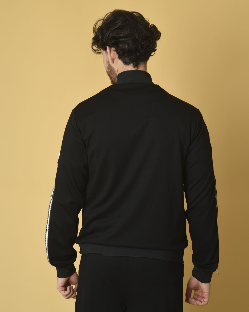 Veste de jogging noir à bandes latérales zippées John Richmond 