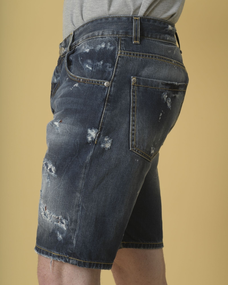 Short en jean bleu effet usé John Richmond 