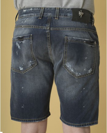 Short en jean bleu effet usé John Richmond 