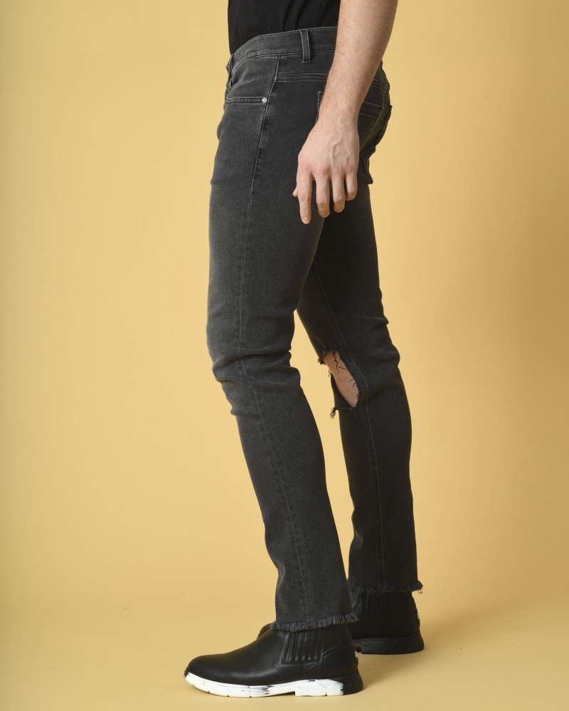 Jean skinny en coton gris à déchirure Dondup 