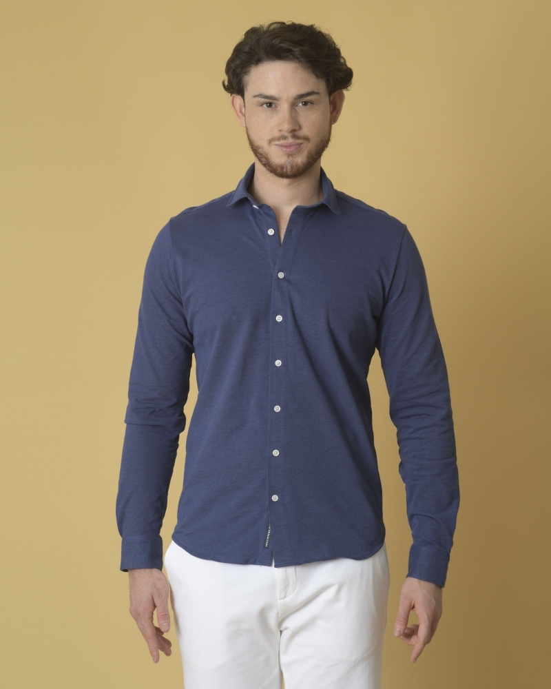 Chemise en coton piquée bleu Blue Industry 