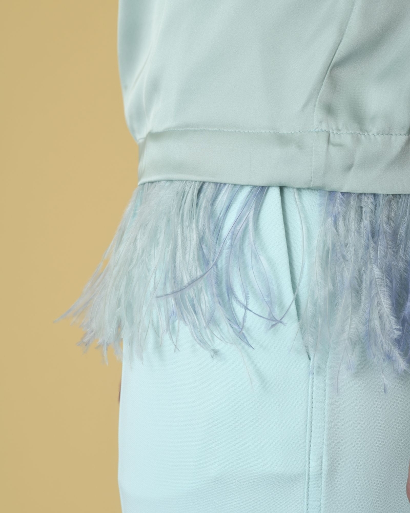 Blouse en satin à plumes Maison Père 