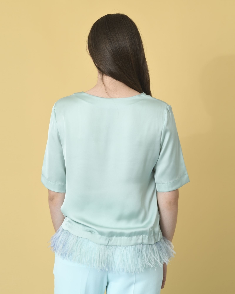 Blouse en satin à plumes Maison Père 