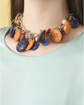 Collier en métal doré à boutons fantaisie Missoni 