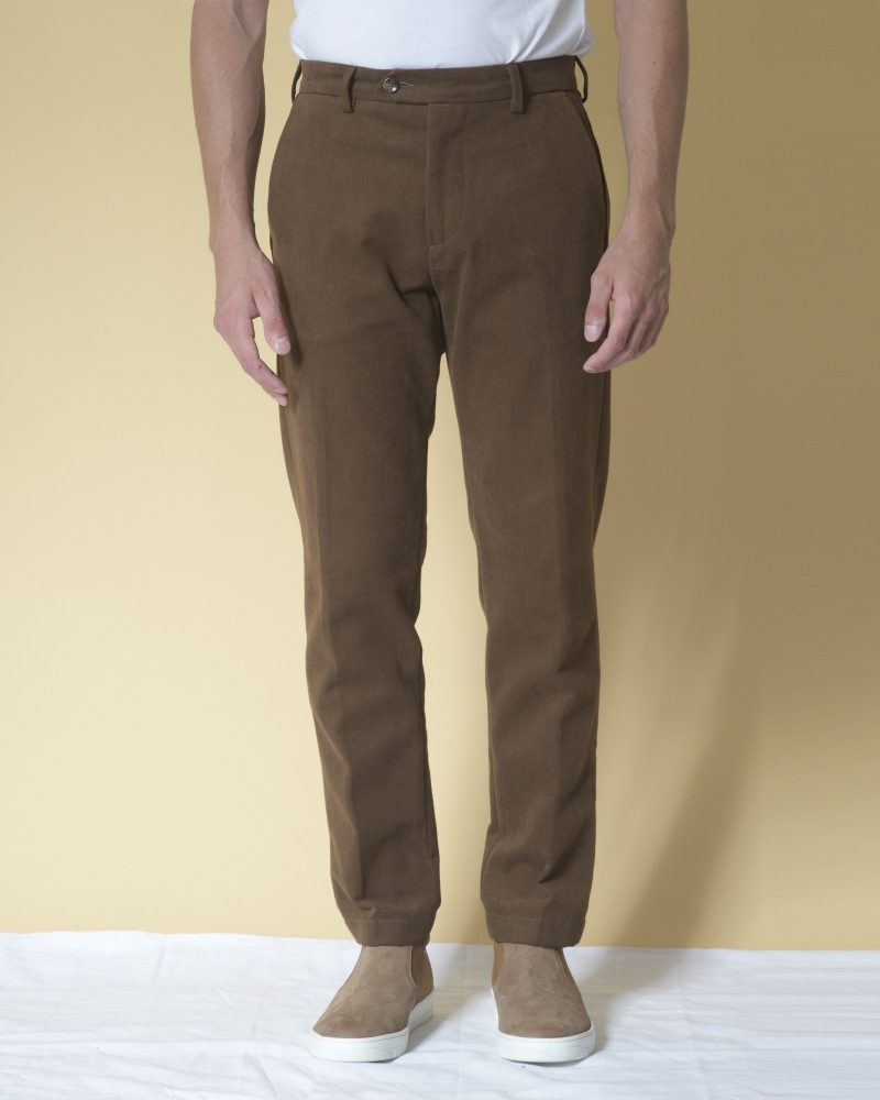 Pantalon droit en gabardine de coton Cruna 