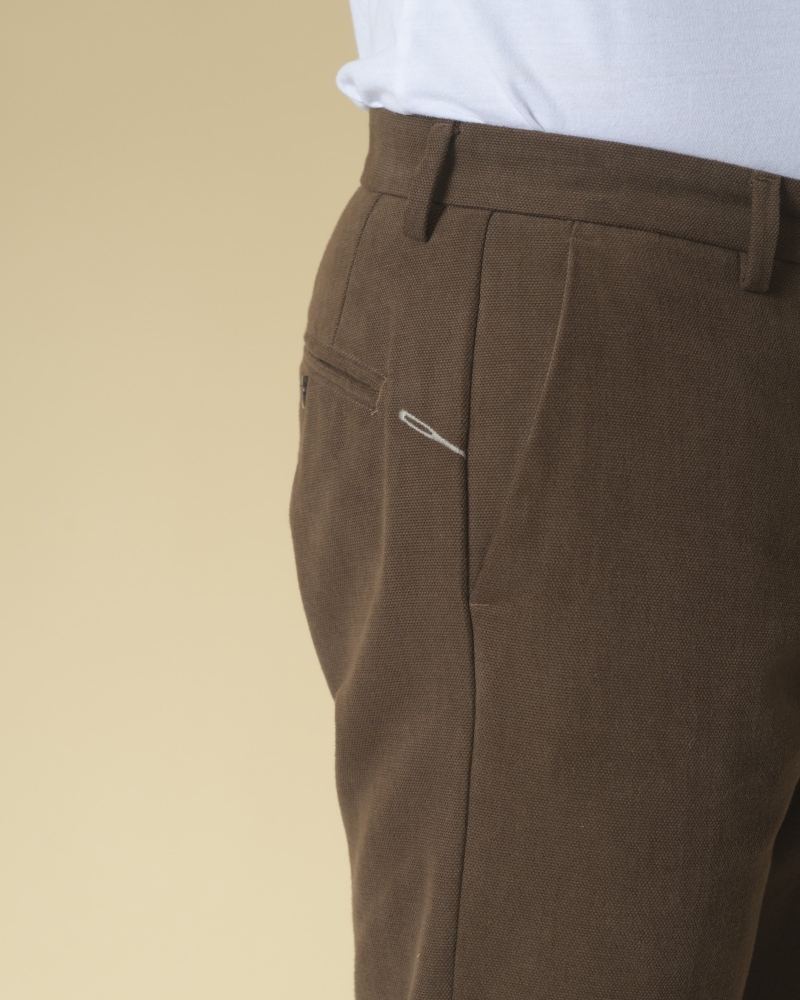 Pantalon droit en gabardine de coton Cruna 