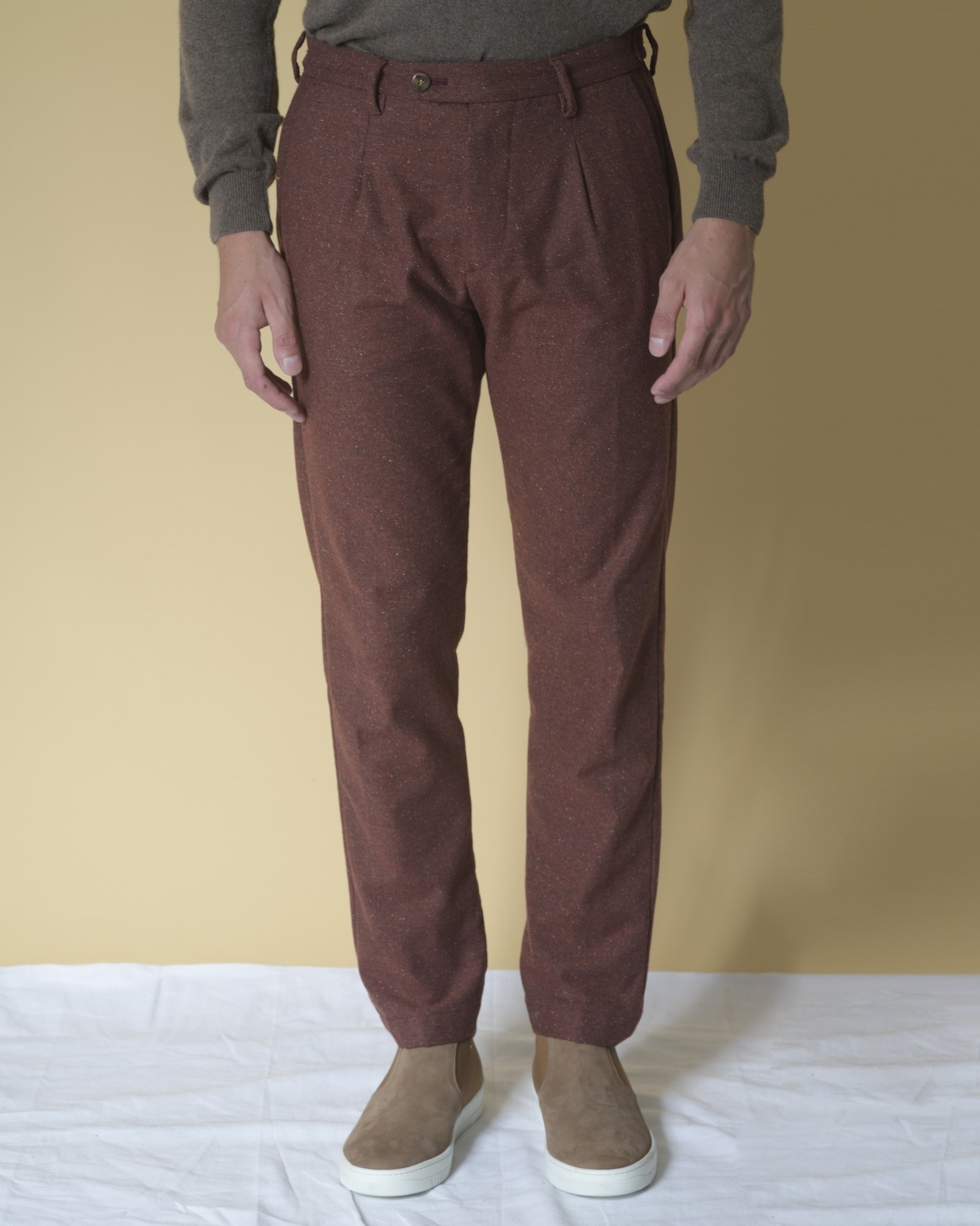 Pantalon en coton et laine mélangés Cruna 