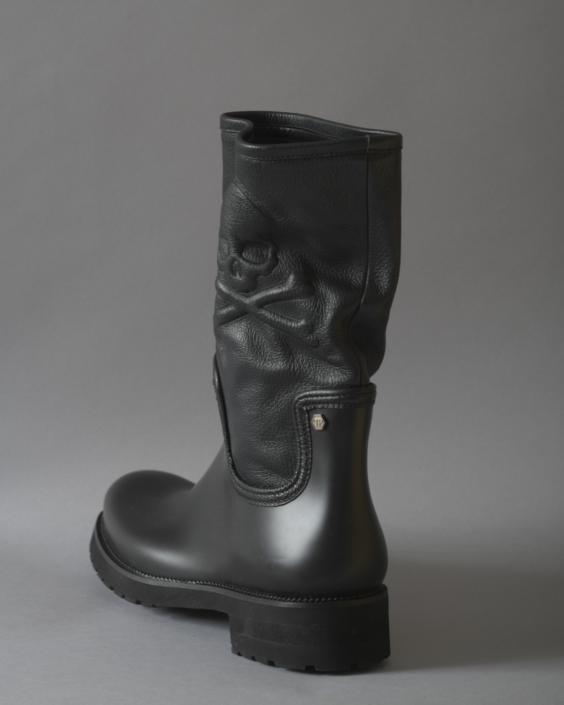 Bottes imperméables à empiècement en cuir Philipp Plein 