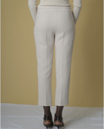 Pantalon skinny raccourci en laine mélangée beige Edward Achour 