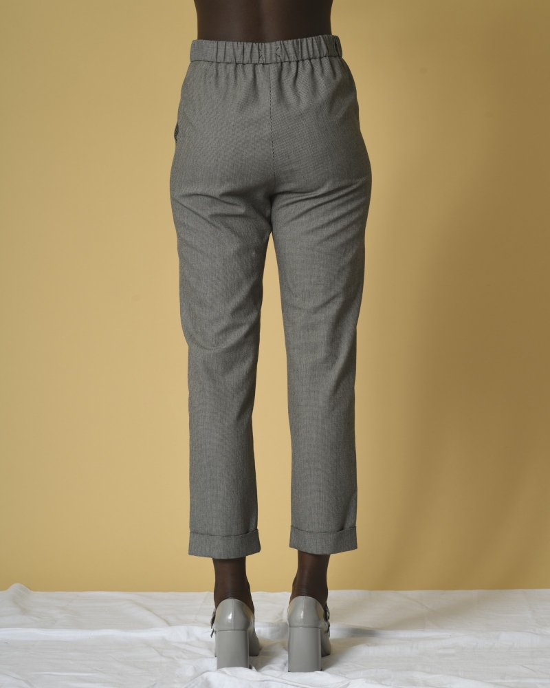 Pantalon en laine et coton à imprimé pied-de-poule Diega 