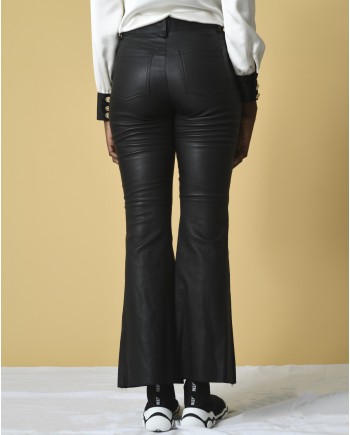 Pantalon patte d'eph en cuir noir Each Other 