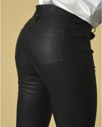 Pantalon patte d'eph en cuir noir Each Other 